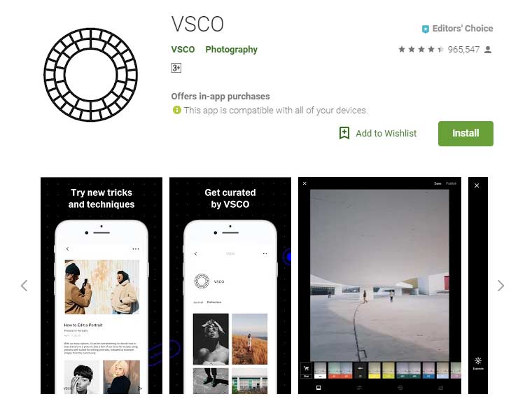 Aplikasi edit foto terbaik - VSCO