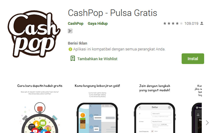 Aplikasi penghasil uang - CashPop