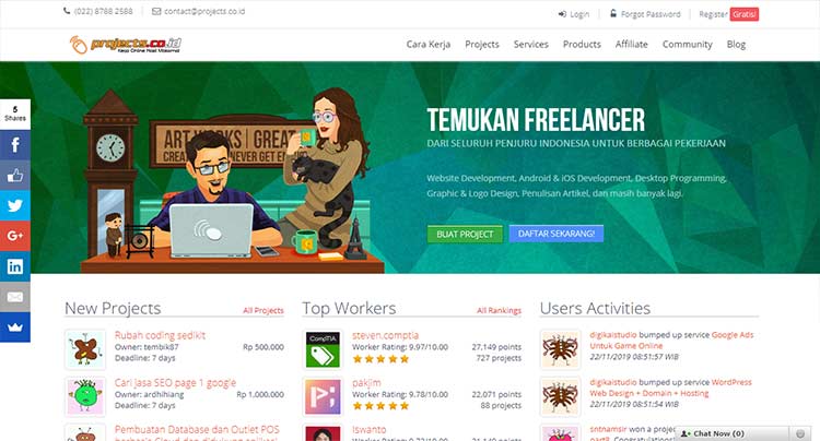 Situs freelance Indonesia terbaik - Projects.co.id
